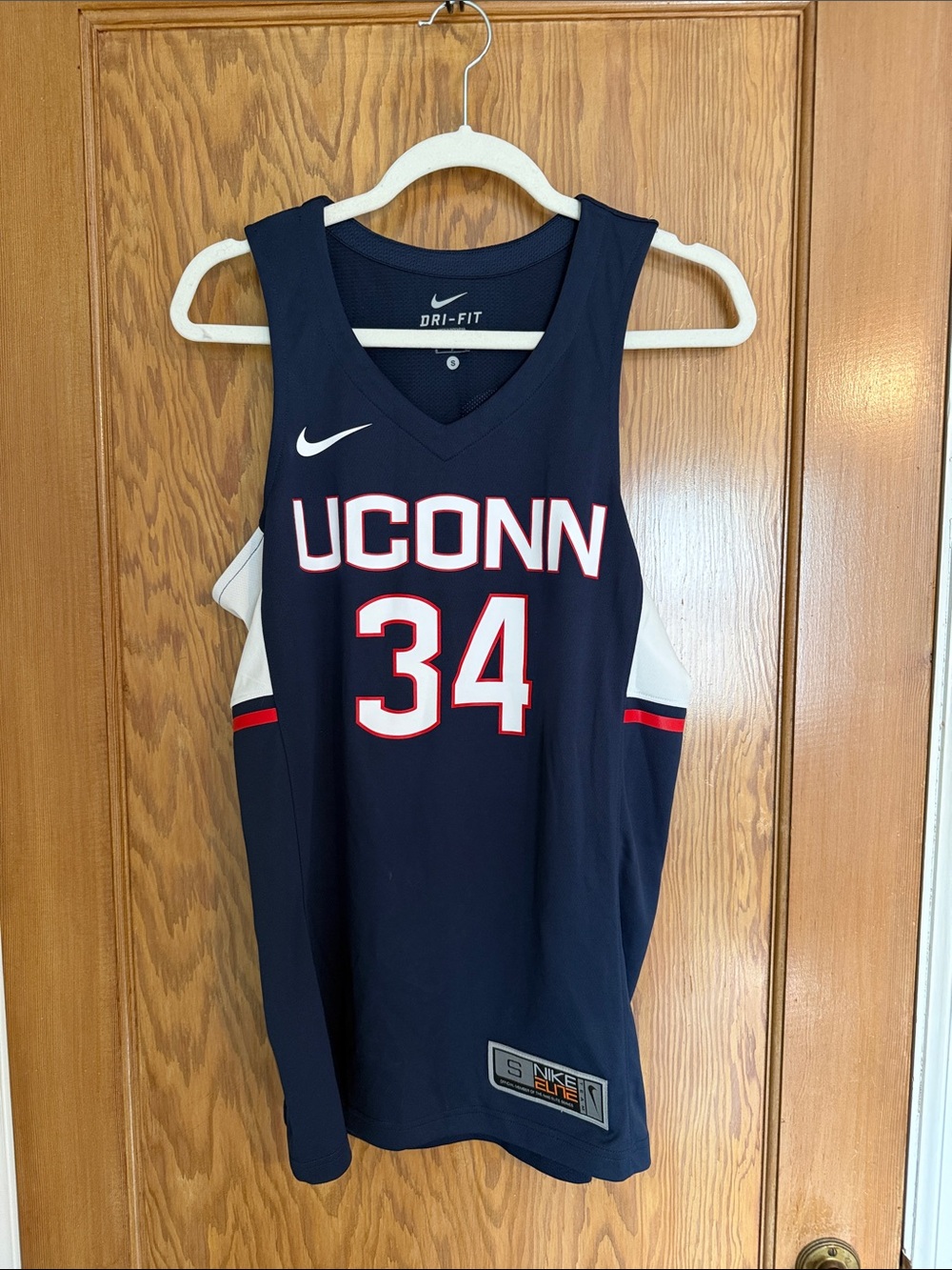 Nike UCONN Basketball Jersey 34 -  Navy, White & Red